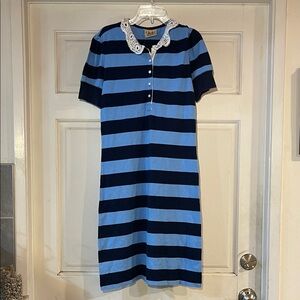 Juicy Couture Striped Midi Dress with Lace Detail